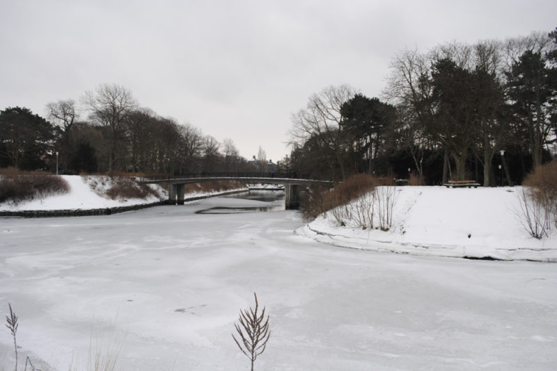 Frozen river in Malmo, Sweden
