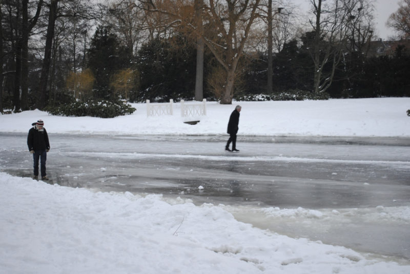 Pond skating in Copenhagen, Denmark