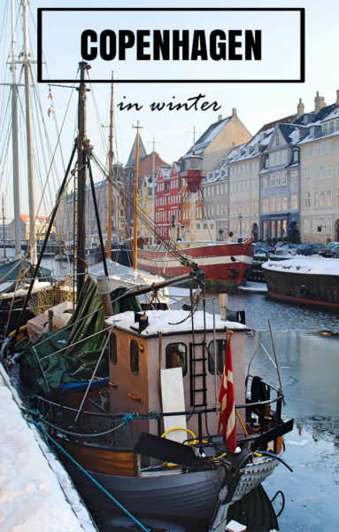 Nyhavn canal in Copenhagen is absolutely gorgeous in the winter. Snow covers everything and canals freeze over.