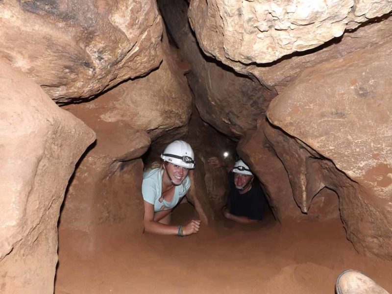 Emily caving in Torotoro, Bolivia