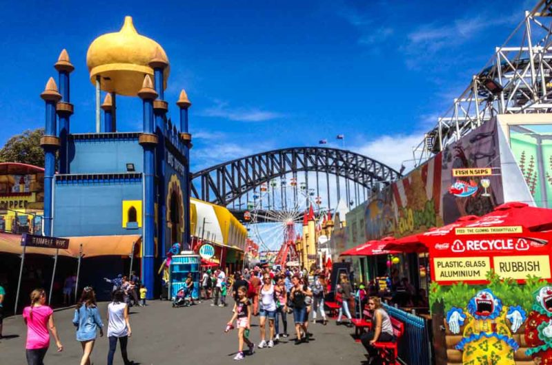 Luna Park Sydney with the harbour bridge in the background