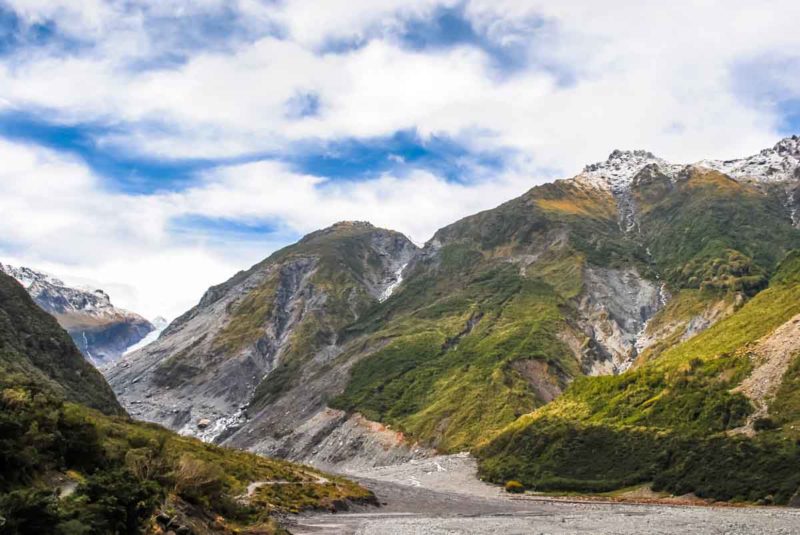 Fox glacier mountains and valley