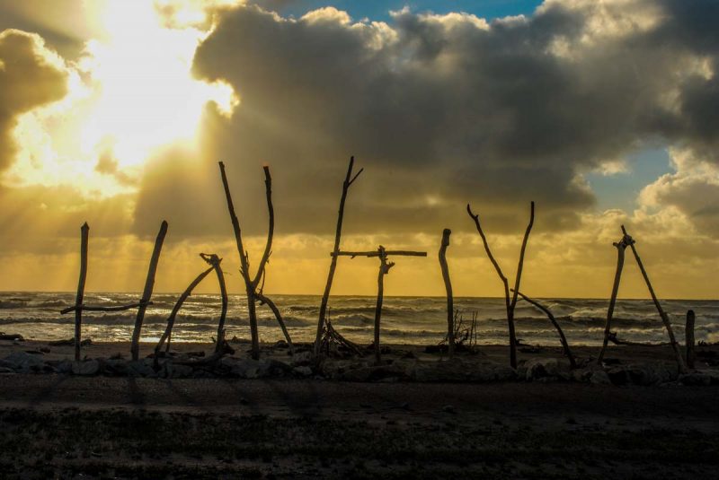 Hokitika Sign made of sticks, New Zealand South Island