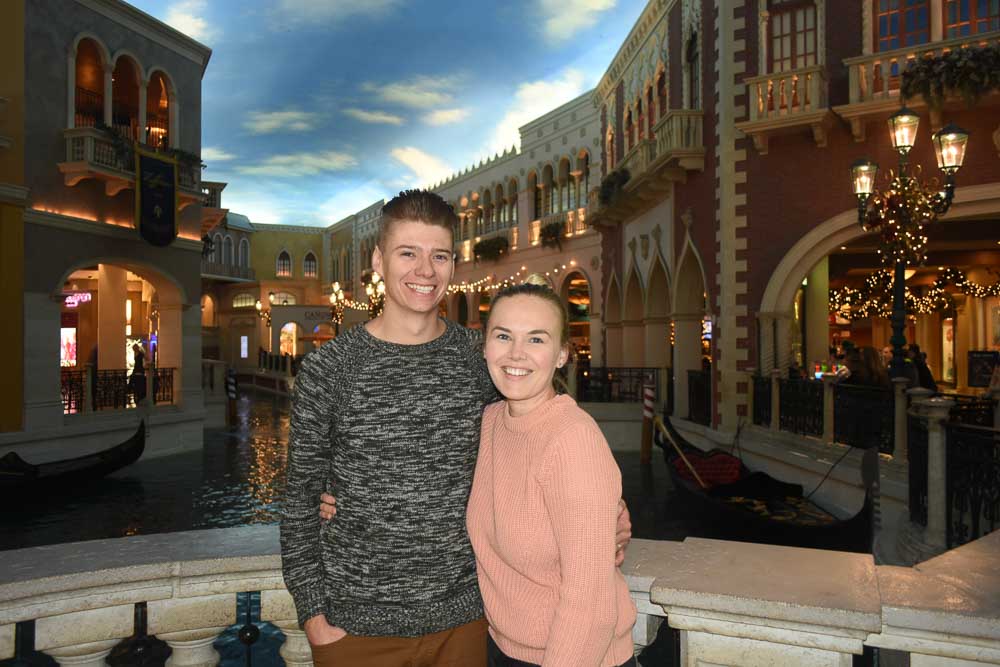 Luke and Kynie at the canals of the Venetian Las Vegas