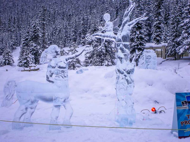 Lake Louise ice sculptures in winter