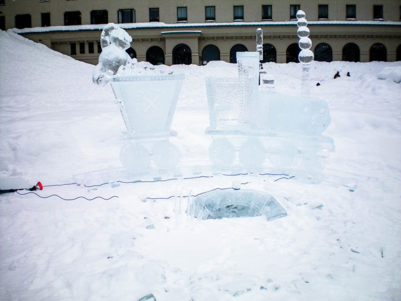 Lake Louise ice sculptures in winter
