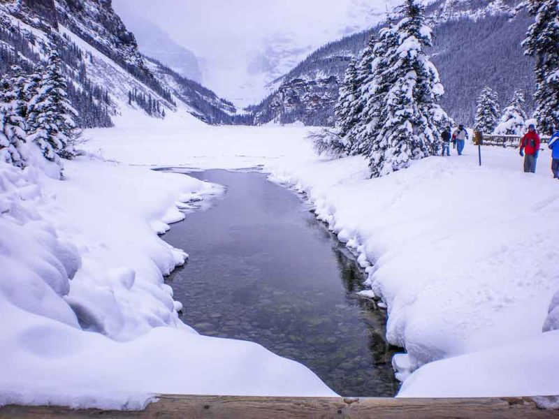 Lake Louise stream in winter