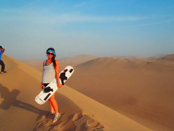 Sandboarding in the Peruvian desert