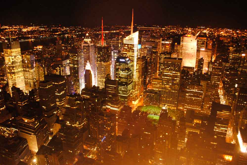 View of New York from the Empire State Building at night