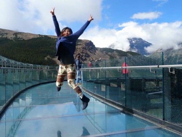 Justine at the Glacier Skywalk in AB, Canada