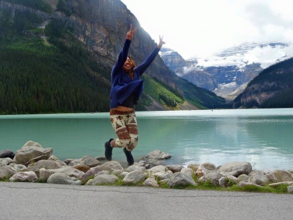 Justine at lake louise in Banff National Park, Canada