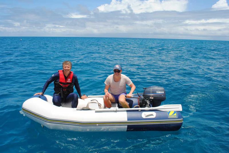 In the tender out at bait reef