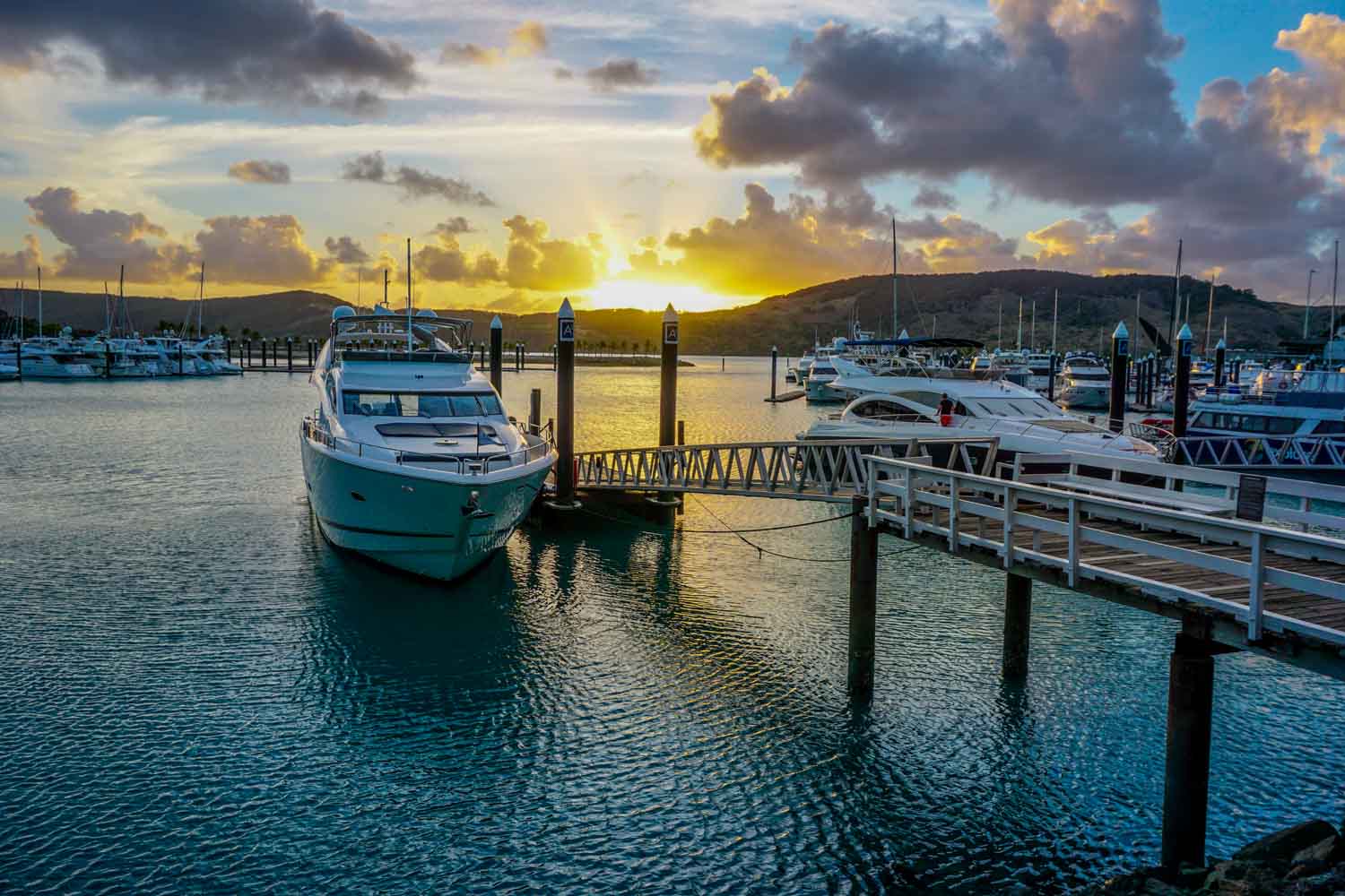 Hamilton Island Marina at sunset