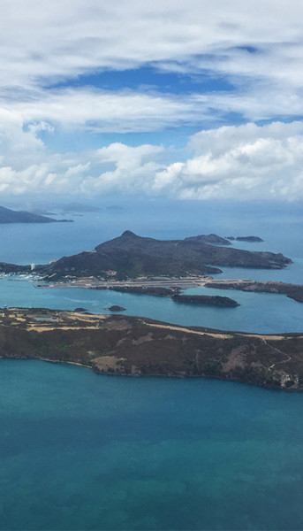 Hamilton Island from the air. Dent Island in the Foreground.