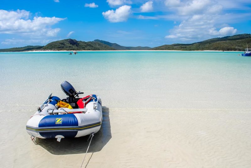 Tender anchored off Hill Inlet