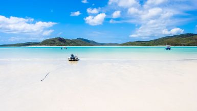 Tender anchored on Hill Inlet Beach