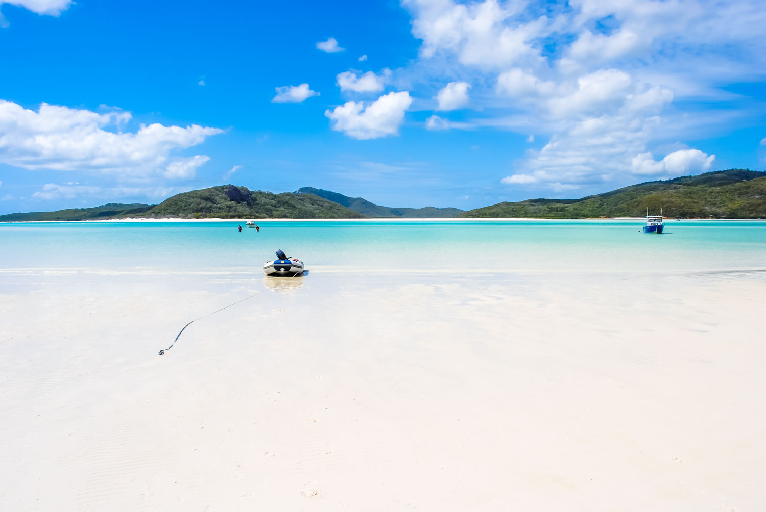 Tender anchored on Hill Inlet Beach