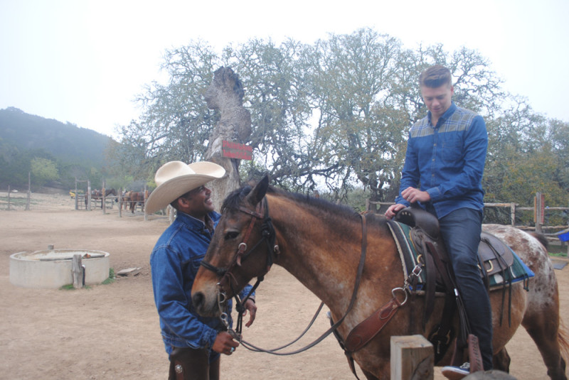 Getting ride for a horse ride in bandera