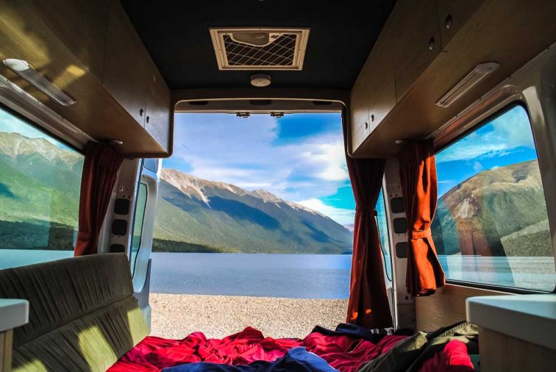 Lake Rotoiti from the campervan, New Zealand