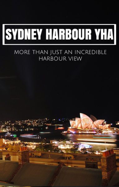 The view from the deck of the Sydney Harbour YHA during Vivid Sydney festival of light. A great value, high quality place to stay for all travelers. 