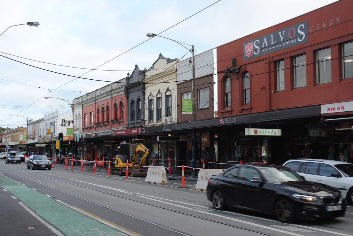 Victorian facades line Chapel Street in Prahran.