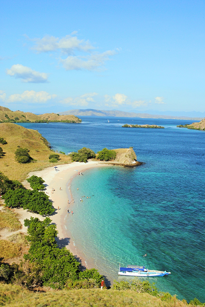 Pink Beach from the lookout, Komodo Island, Indonesia