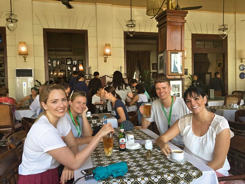 Having a beer in the Batavia Cafe, Kota Tua Jakarta