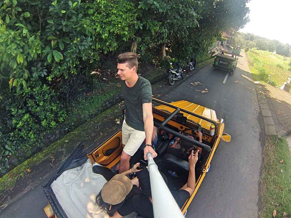 Selfies on a VW Safari in Bali