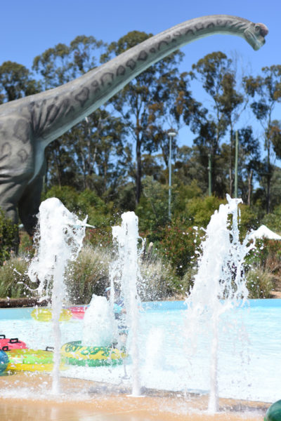 Diplodicus overlooking Boomerang Bay at Wet n Wild Sydney