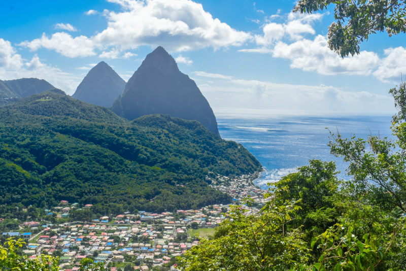 Gross and Petit Piton dominating Soufriere, St Lucia