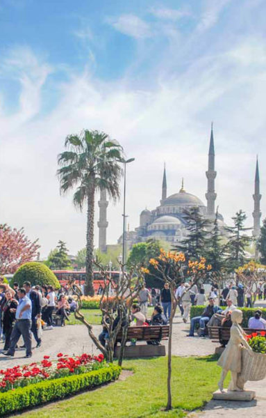 The Blue Mosuqe and the Sultanahmet park, Istanbul, Turkey