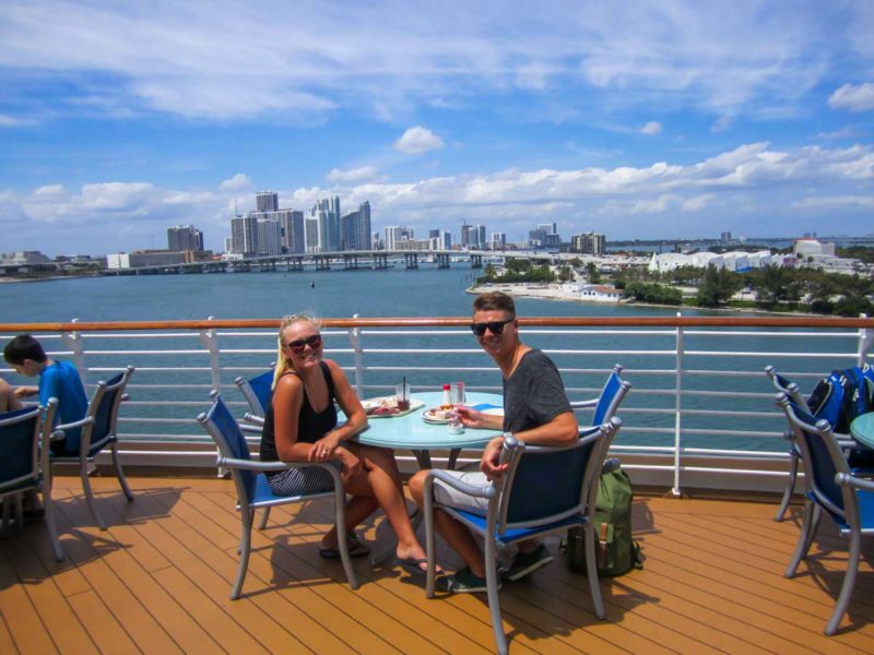 Buffet lunch on the Disney Wonder overlooking Miami Beach