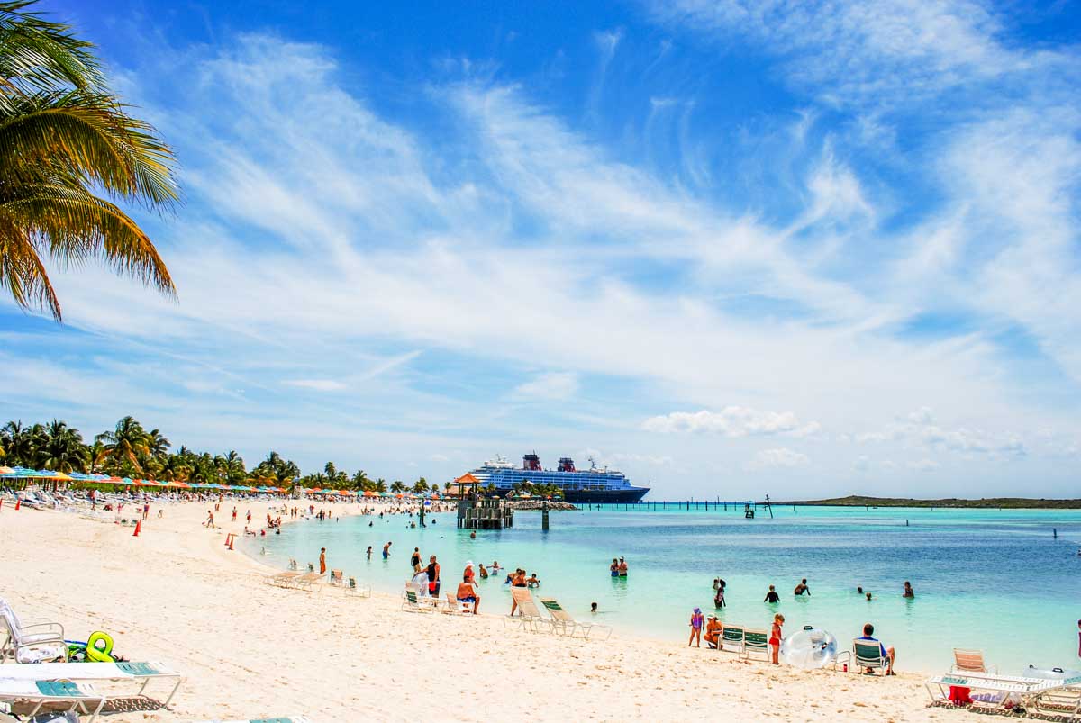 Main Beach of Castaway Cay overlooking the Disney Wonder