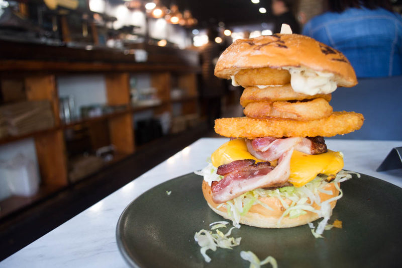 The Trip burger at Bare Grill on Bourke Surry Hills Sydney