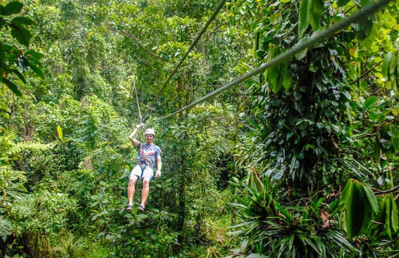 Zip lining through the jungle in Fiji