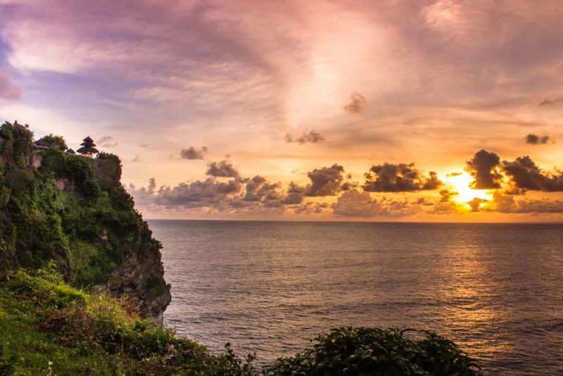 Pura Luhur Uluwatu Temple at sunset