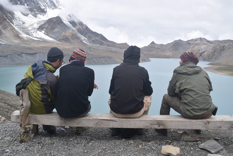 Yen and friends at Tilicho Lake, a sidetrip from Annapurna Circuit