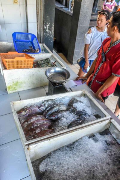 Choosing my fish at Jukung Cafe Jimbaran Bay