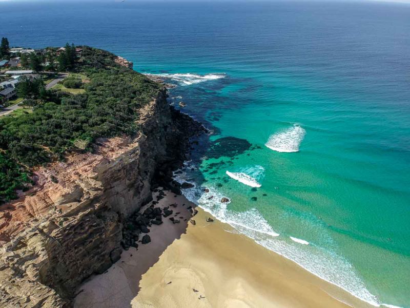 Redhead Beach bluff by drone