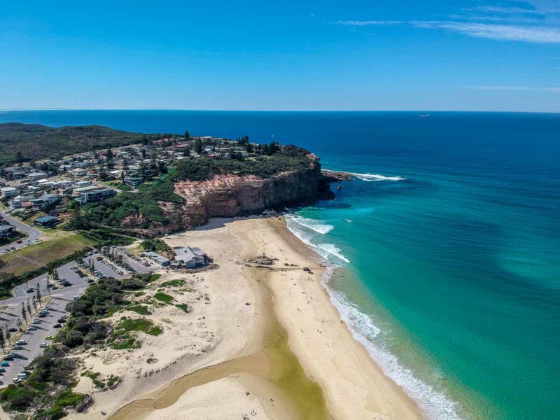 Redhead Beach by drone facing north