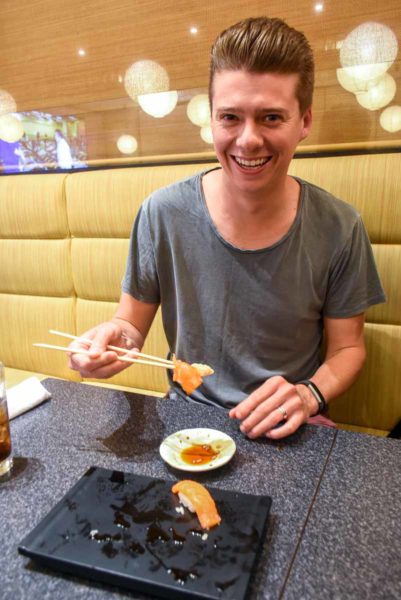 Eating Sushi in Osaka, Japan