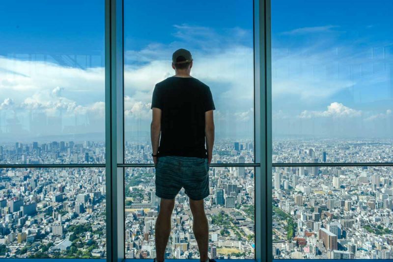 Taking in the view of Osaka from the Harukas 300