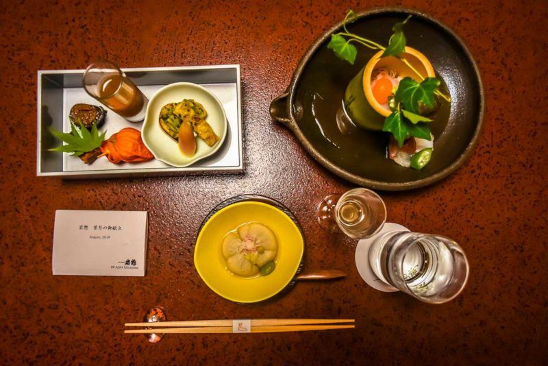 Traditional Japanese dinner at Iwaso Miyajima Island entree