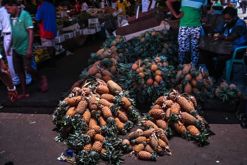 Pineapple piles in Pettah food market Colombo