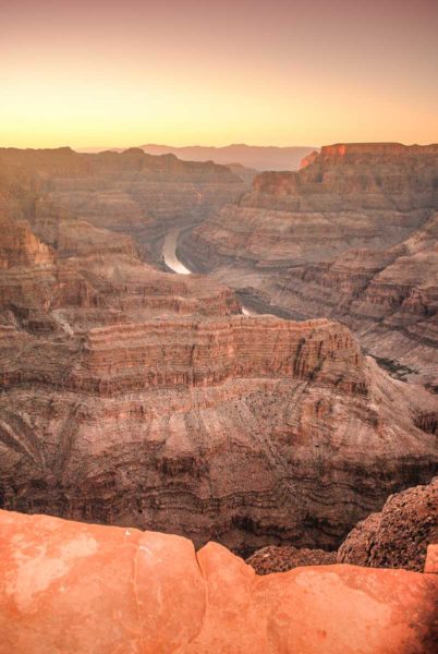 Sunset over the Grand Canyon West and the Colorado River