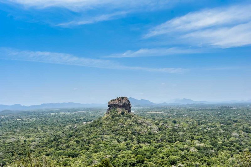 View of Sigiriya from Pidurangala Rock Temple long