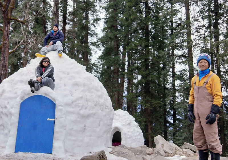 My friends and Tashi posing at one of the igloos