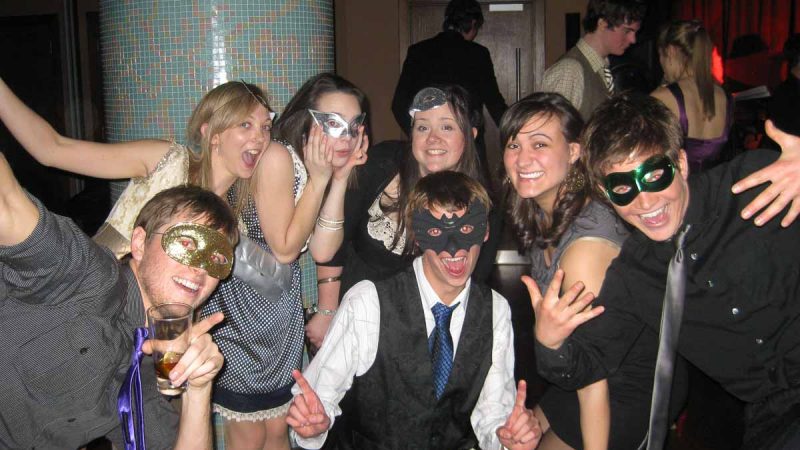 My pals living it up at a Masquerade Ball in Leeds