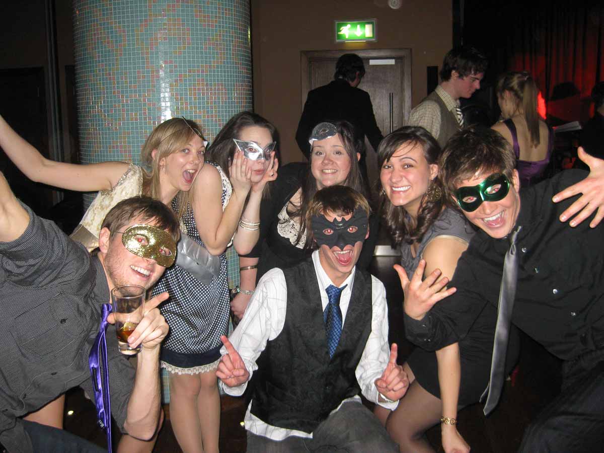 My pals living it up at a Masquerade Ball in Leeds