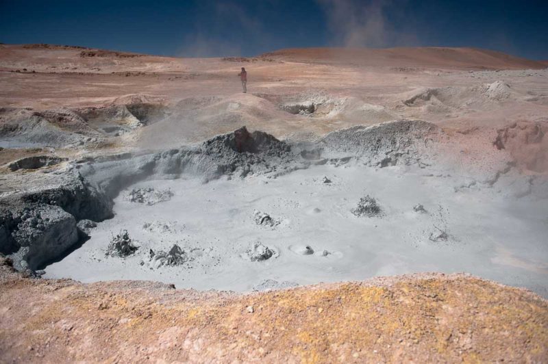 These unguarded boiling mud ponds are at an elevation of 16,000 feet